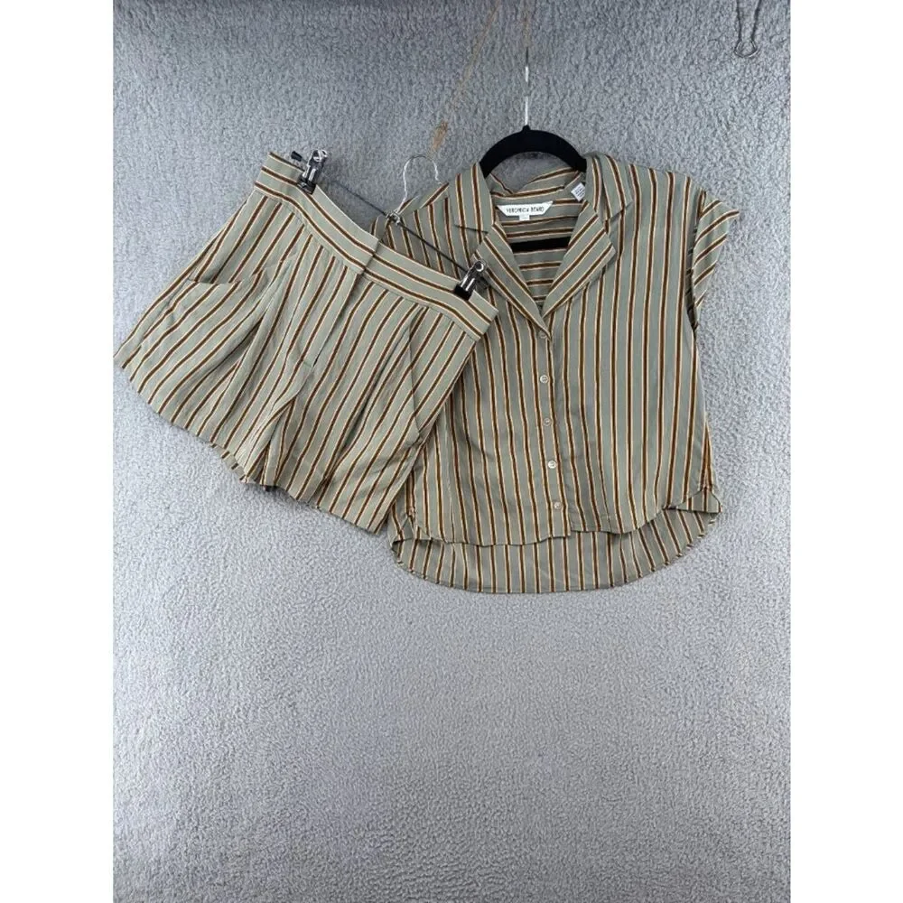Veronica Beard Striped Matching Set Top XS Shorts 4
